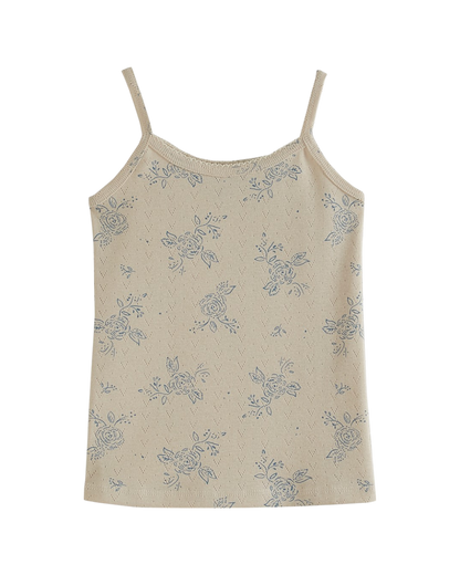Débardeur coton bio à fleurs écru