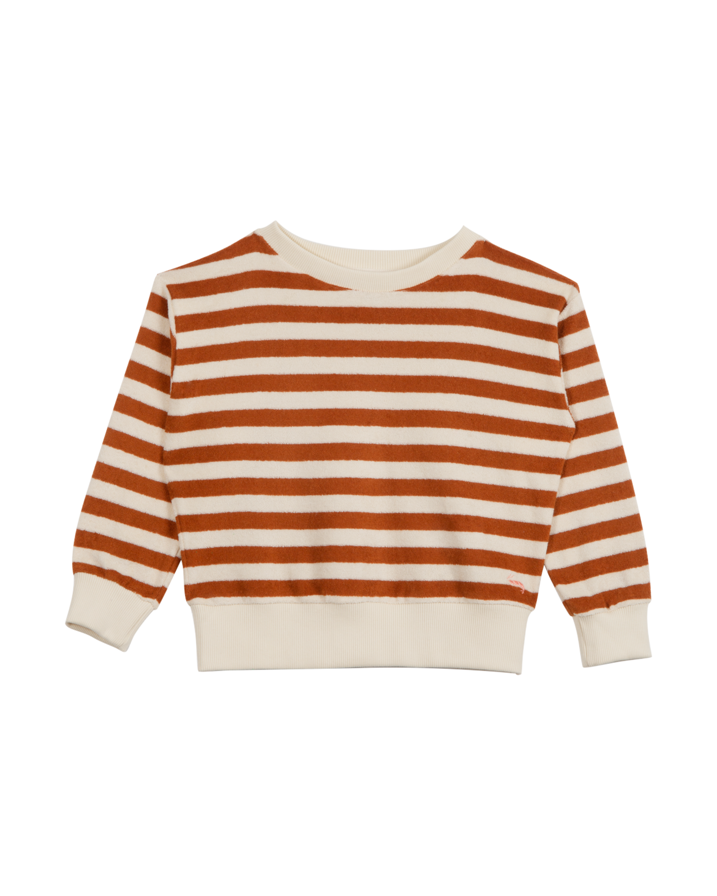 Sweatshirt éponge rayé blanc et marron