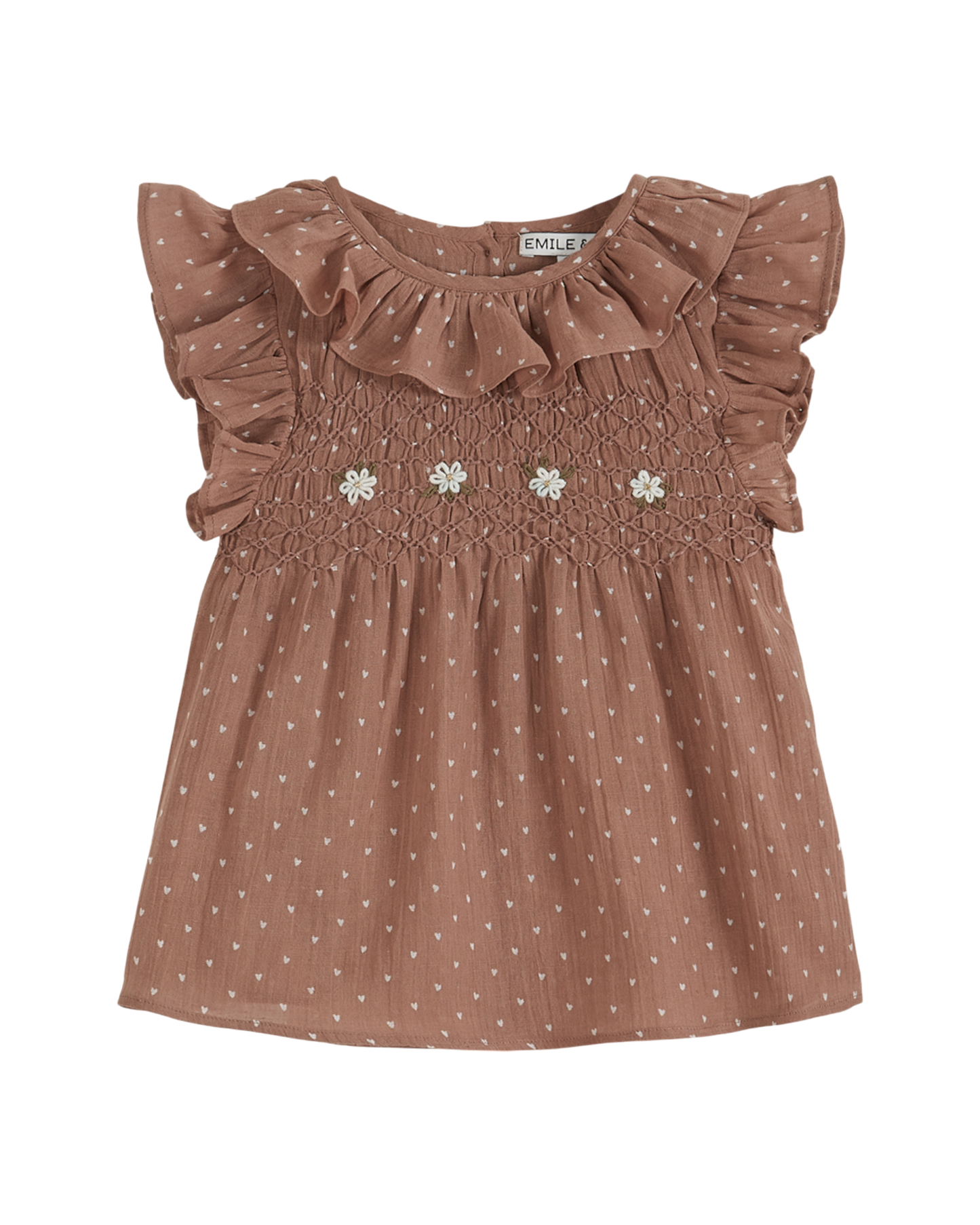 Blouse smockée créponnée terracotta