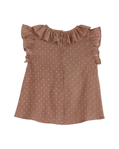 Blouse smockée créponnée terracotta