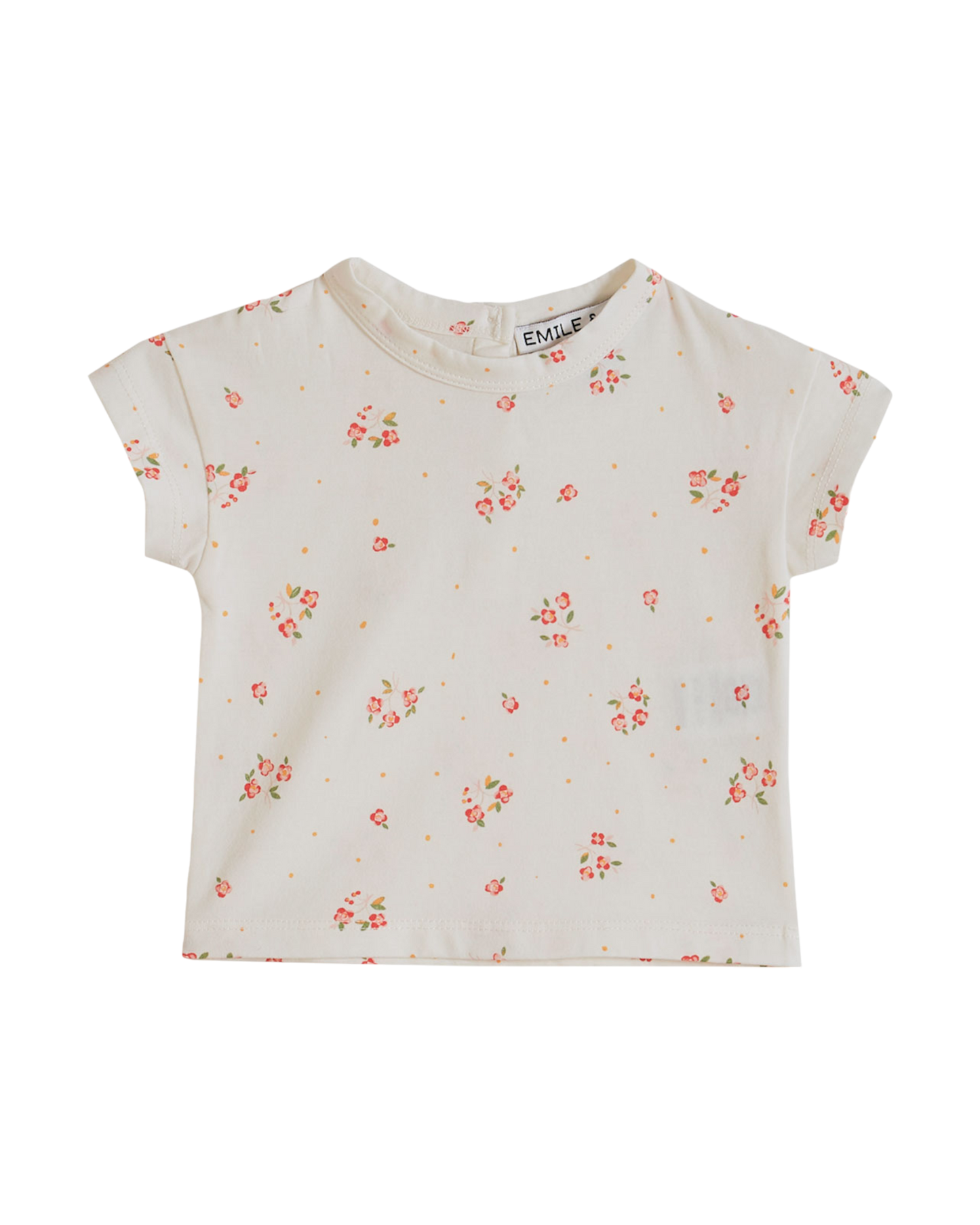 T-shirt coton bio à fleurs blanc