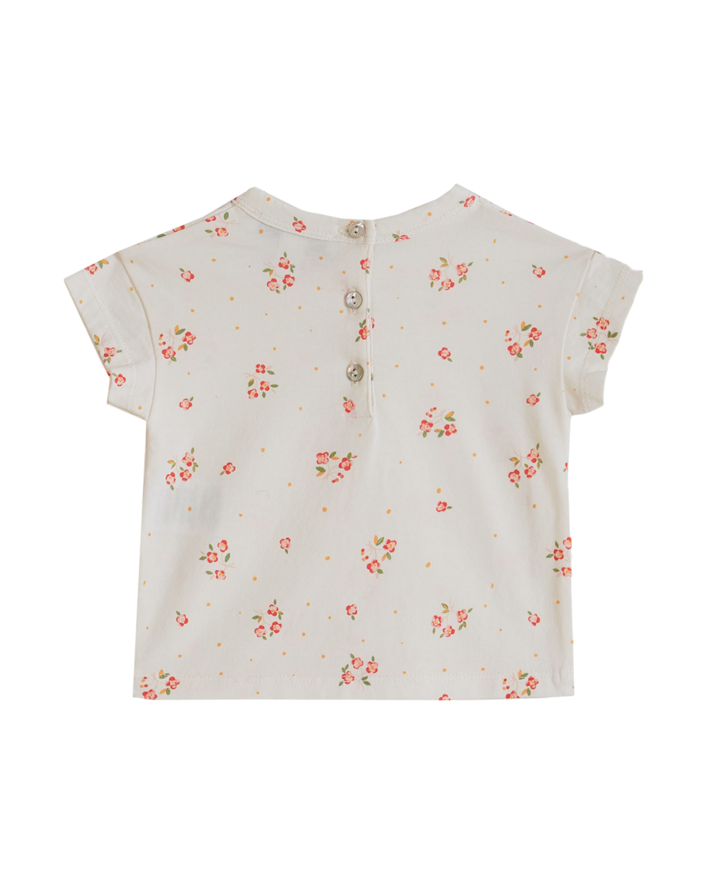 T-shirt coton bio à fleurs blanc