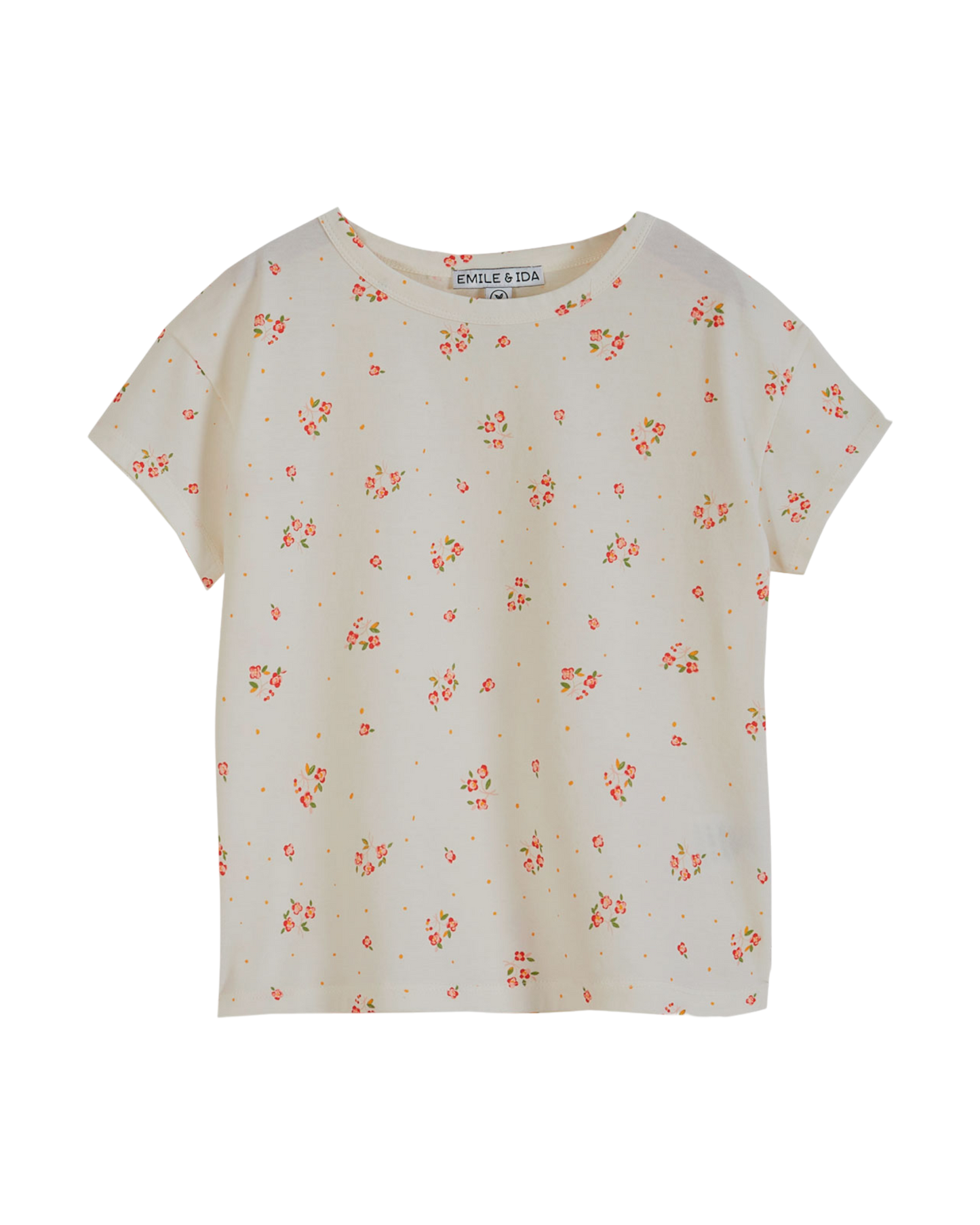 T-shirt coton bio à fleurs blanc