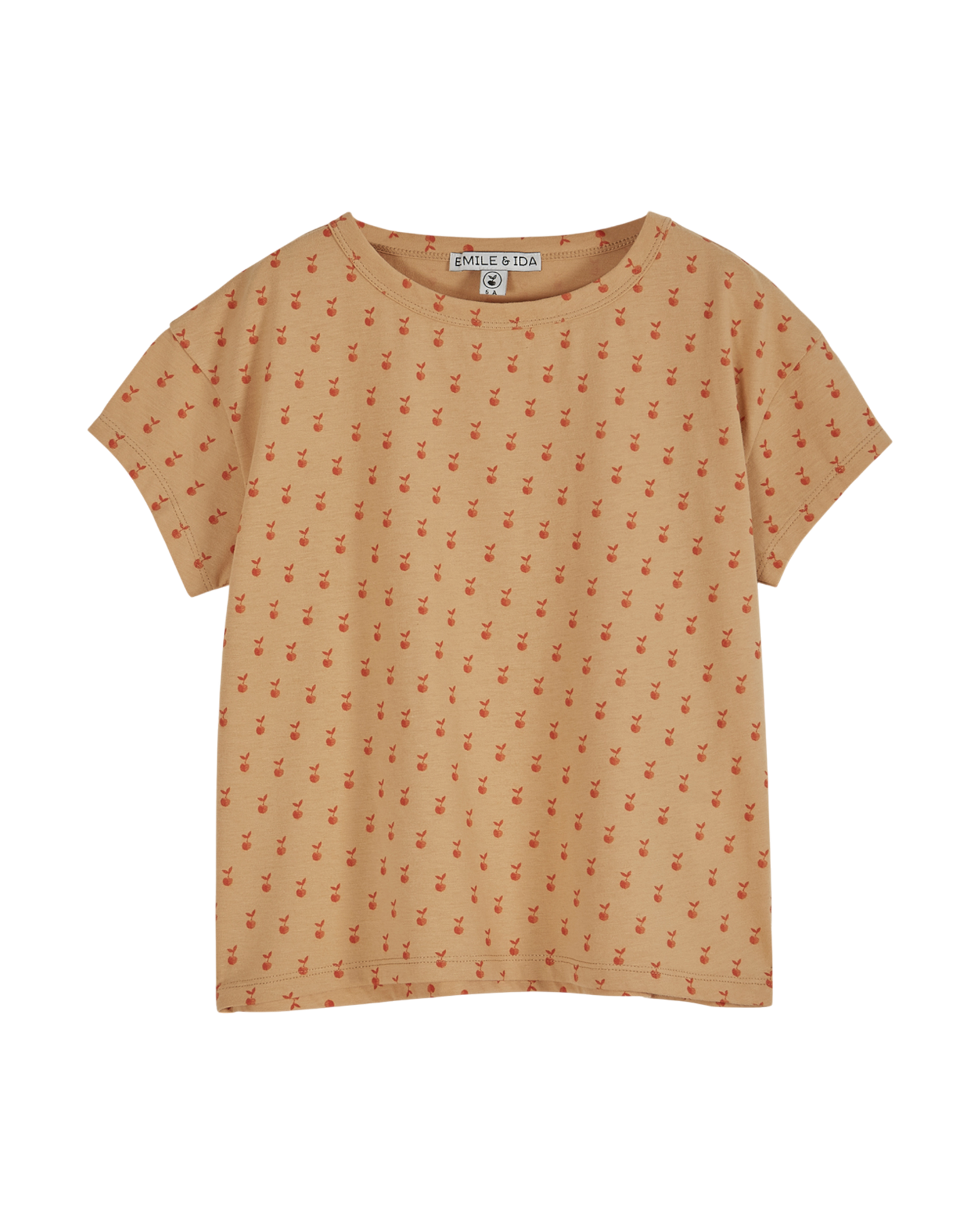 T-shirt imprimé pomme coton bio beige