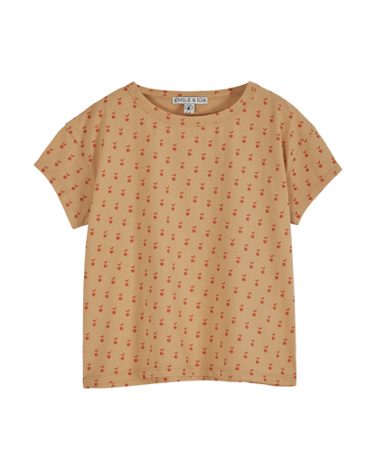 T-shirt imprimé pomme coton bio beige