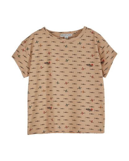T-shirt coton bio poisson beige