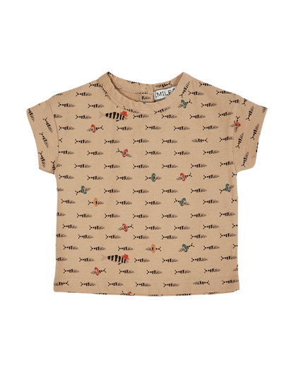 T-shirt coton bio poisson beige