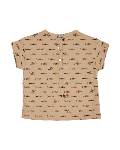 T-shirt coton bio poisson beige