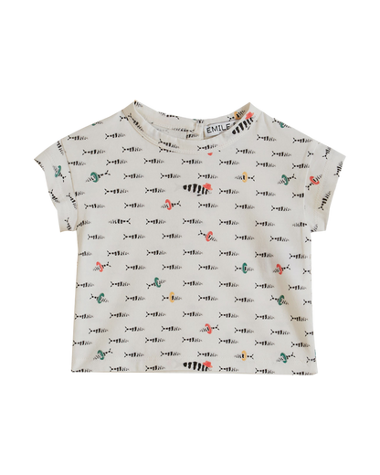 T-shirt coton bio poisson blanc