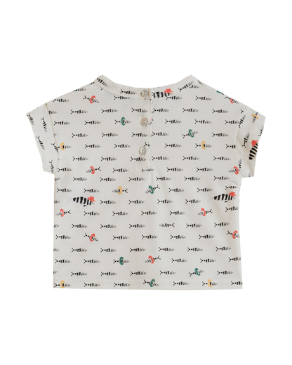 T-shirt coton bio poisson blanc