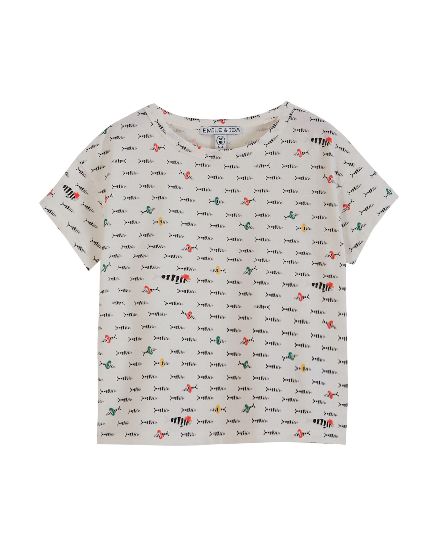 T-shirt coton bio poisson blanc