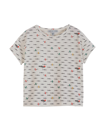 T-shirt coton bio poisson blanc