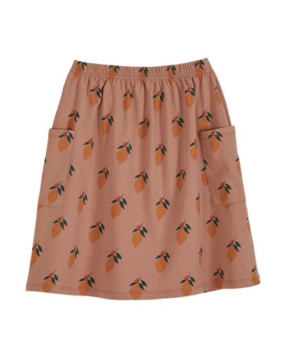 Jupe imprimée coton bio terracotta