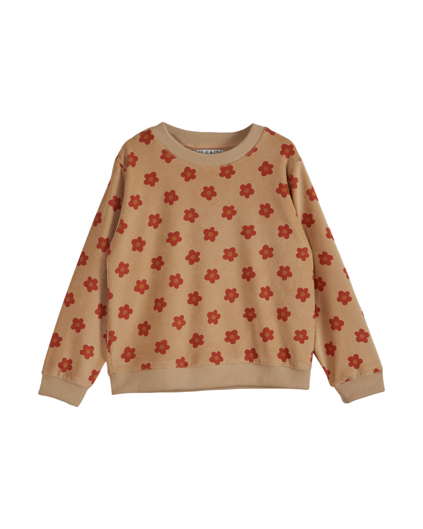 Sweat éponge imprimé fleuri beige