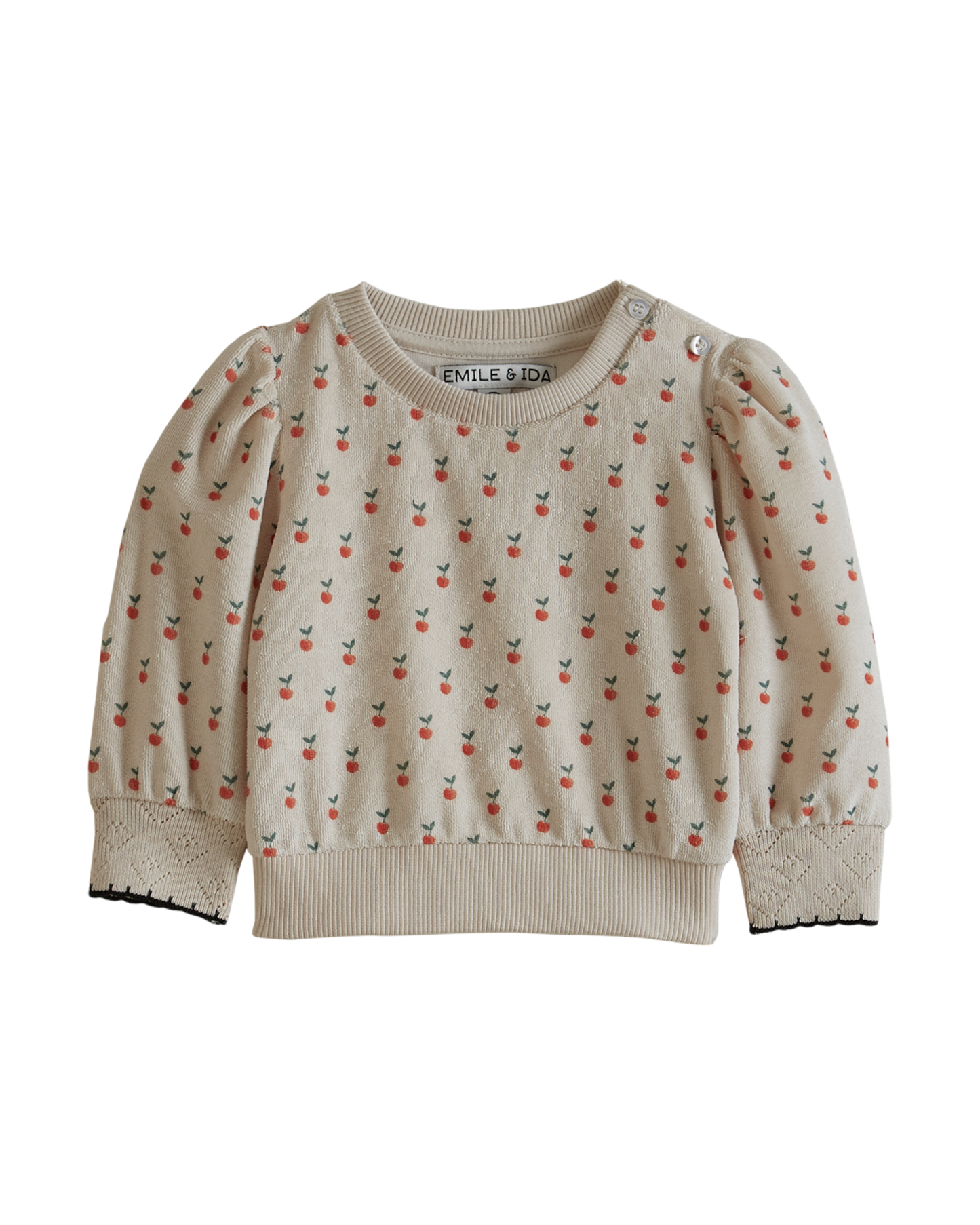Sweat éponge écru pommes