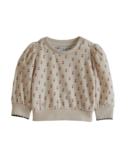 Sweat éponge écru pommes