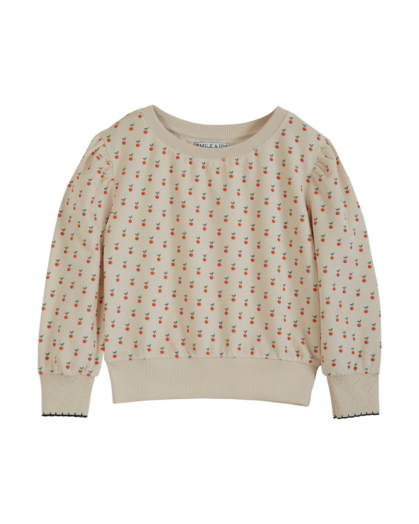 Sweat éponge écru pommes