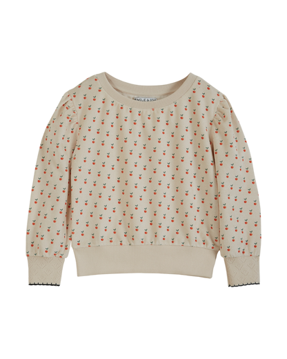 Sweat éponge écru pommes