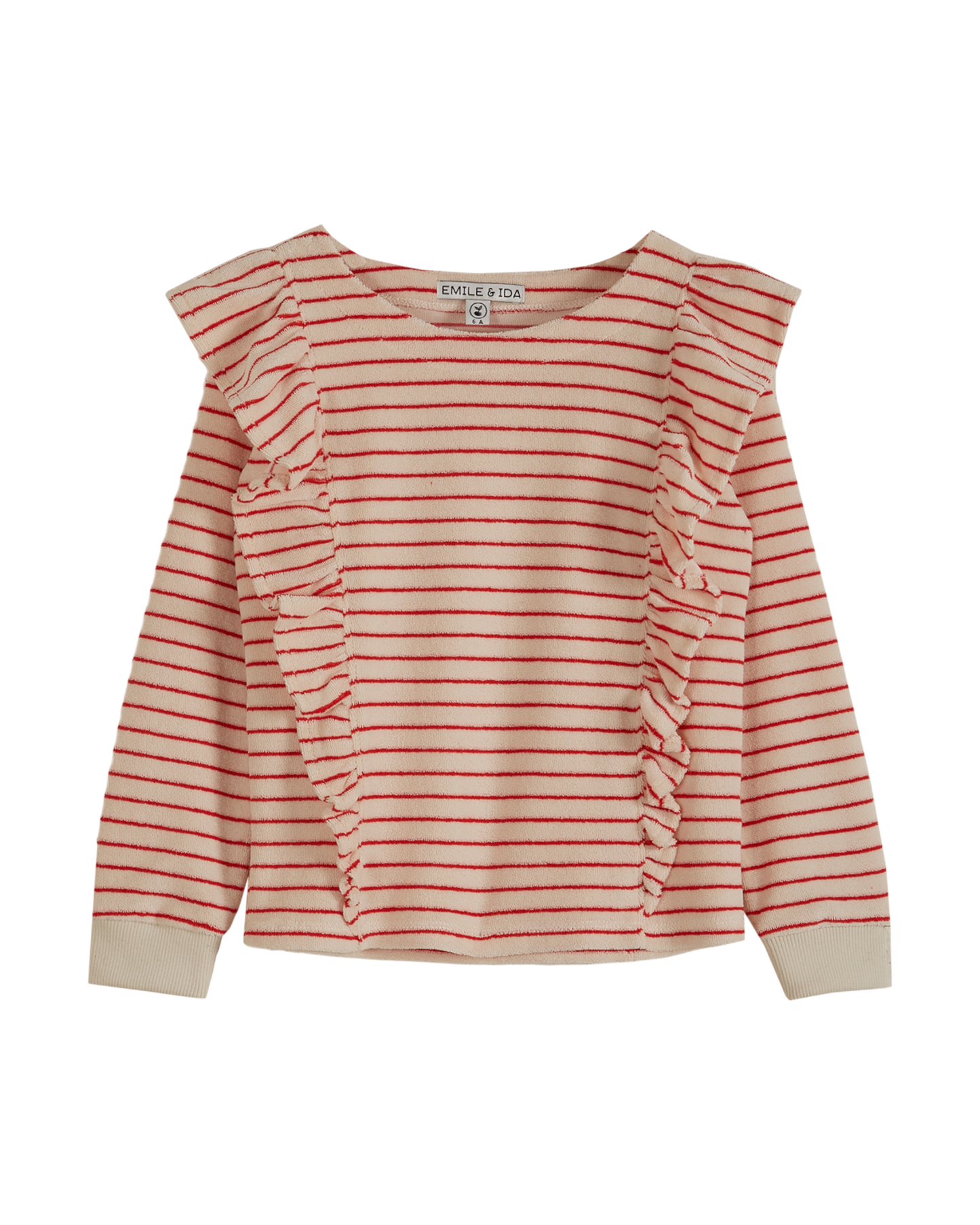 Sweatshirt éponge rayé rouge