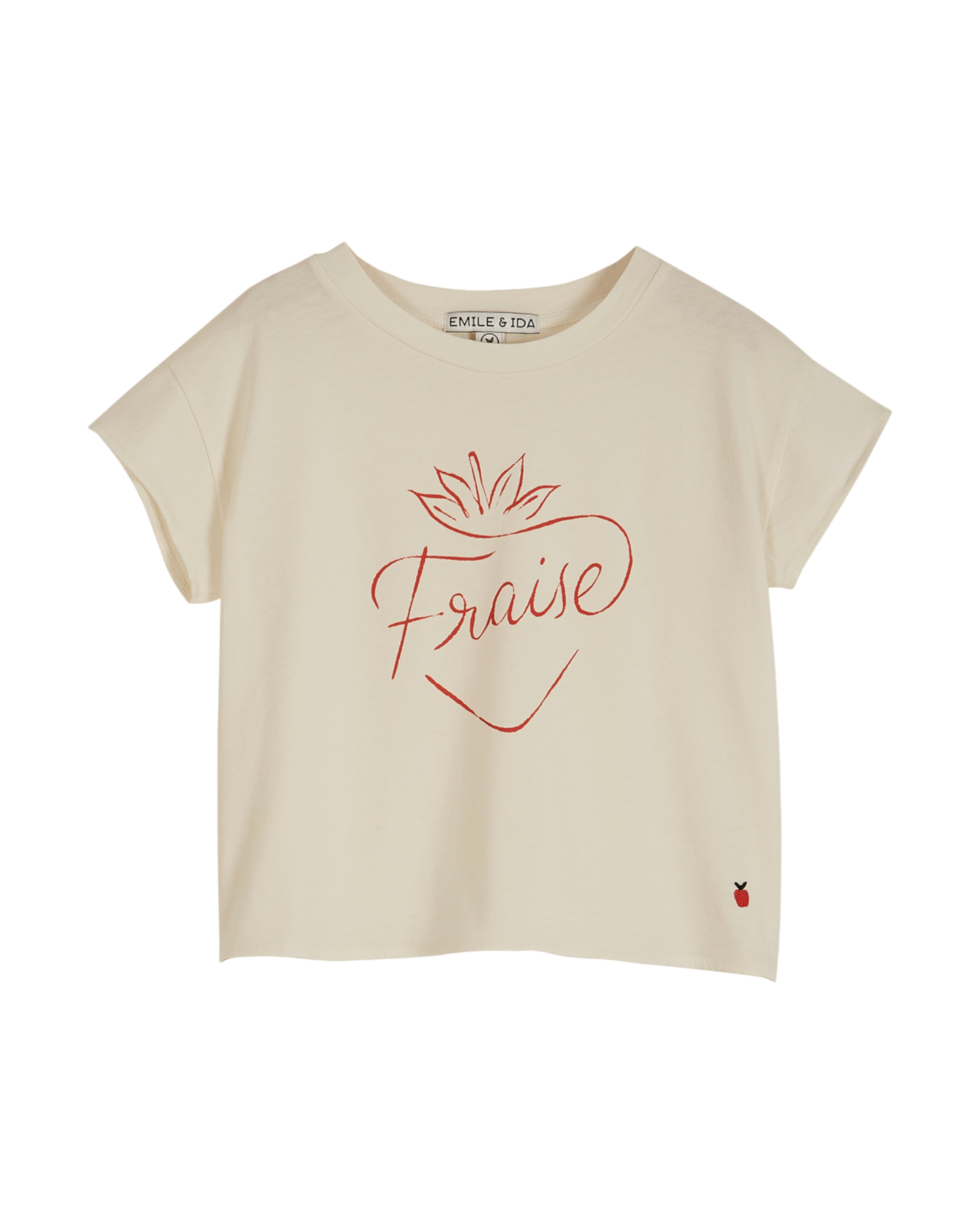 T-shirt fraise coton bio blanc
