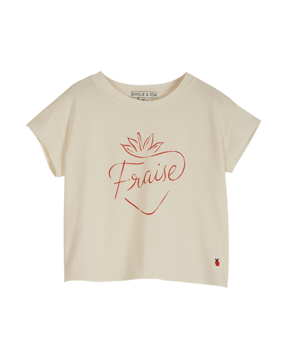 T-shirt fraise coton bio blanc