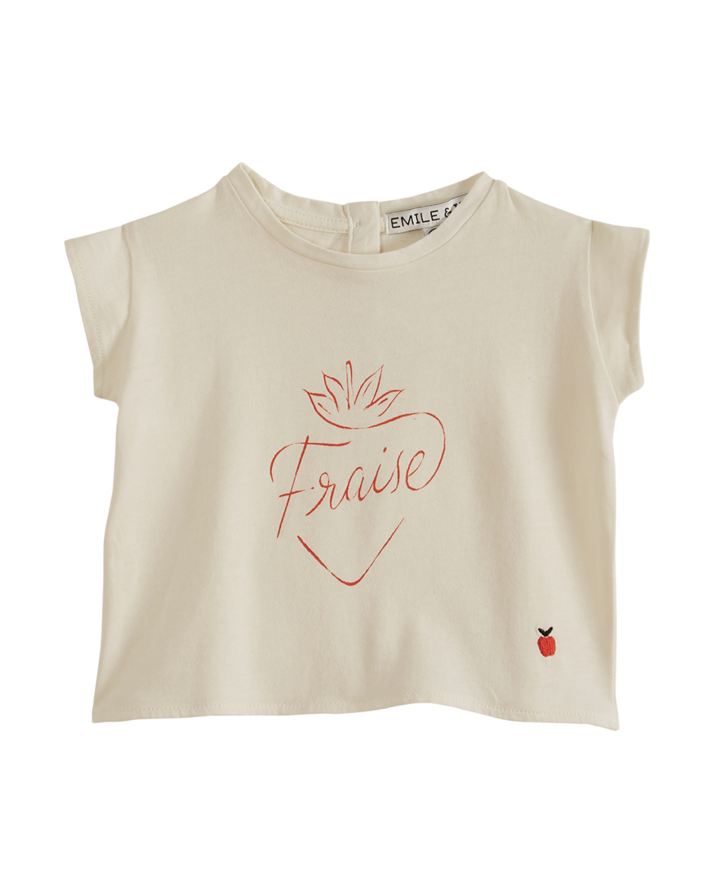 T-shirt fraise coton bio blanc