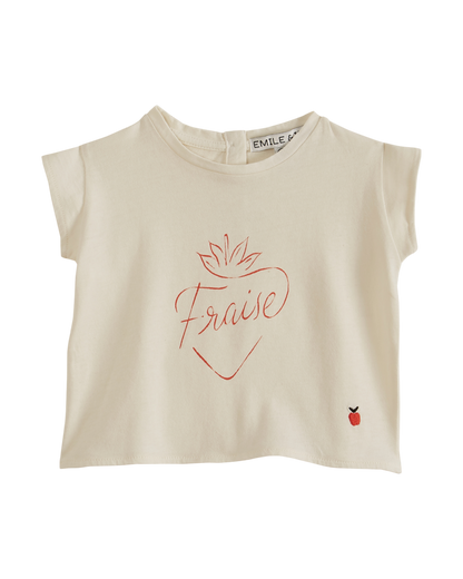 T-shirt fraise coton bio blanc