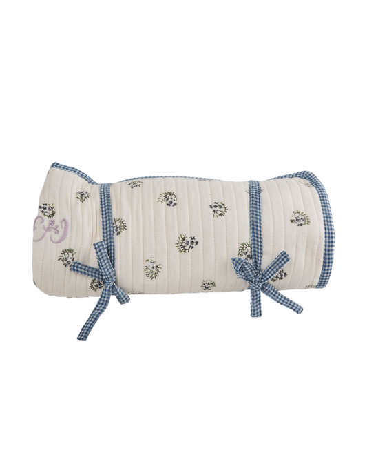 Tapis à langer coton molletonné écru groseille