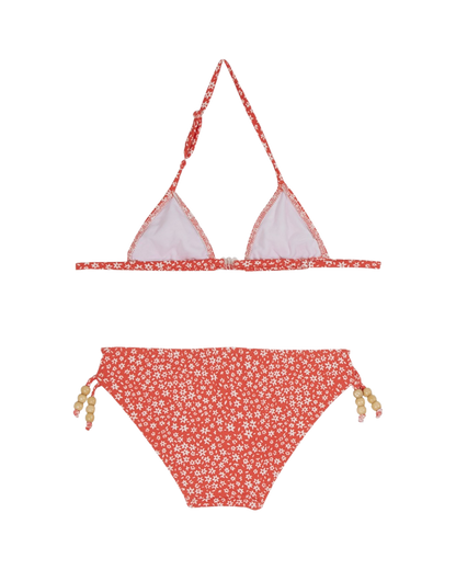 Maillot de bain 2 pièces à fleurs rouge