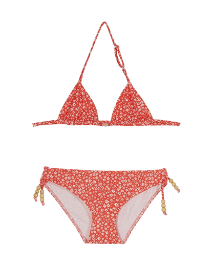 Maillot de bain 2 pièces à fleurs rouge