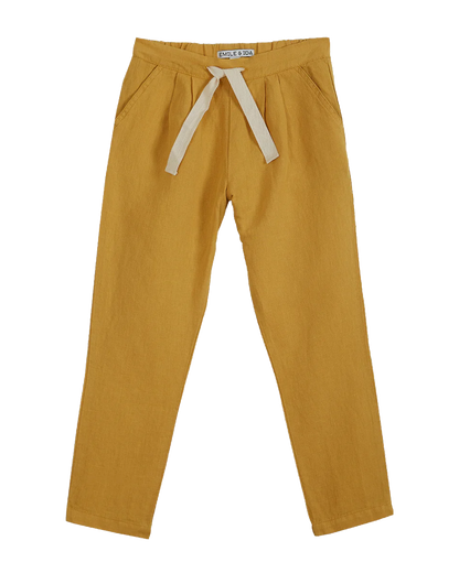 Pantalon lin et coton jaune