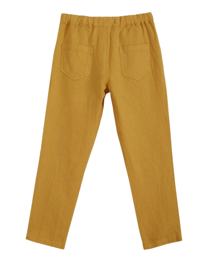 Pantalon lin et coton jaune