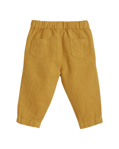 Pantalon lin et coton jaune