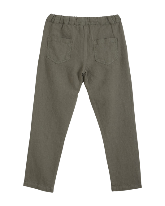 Pantalon lin et coton vert