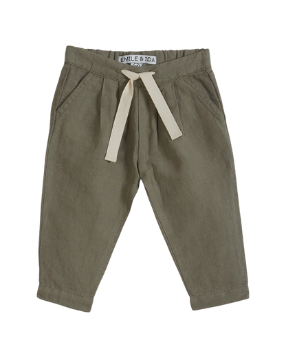Pantalon lin et coton vert