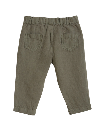 Pantalon lin et coton vert