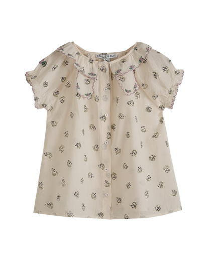 Blouse voile de coton groseille écru