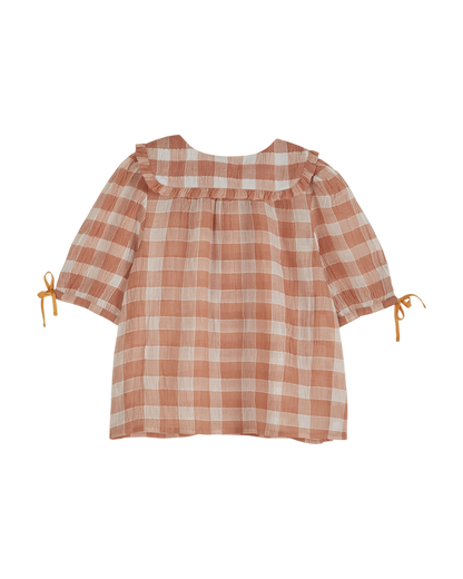 Blouse crépon de coton vichy terracotta