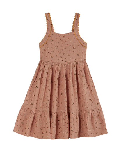 Robe tablier rose pivoine