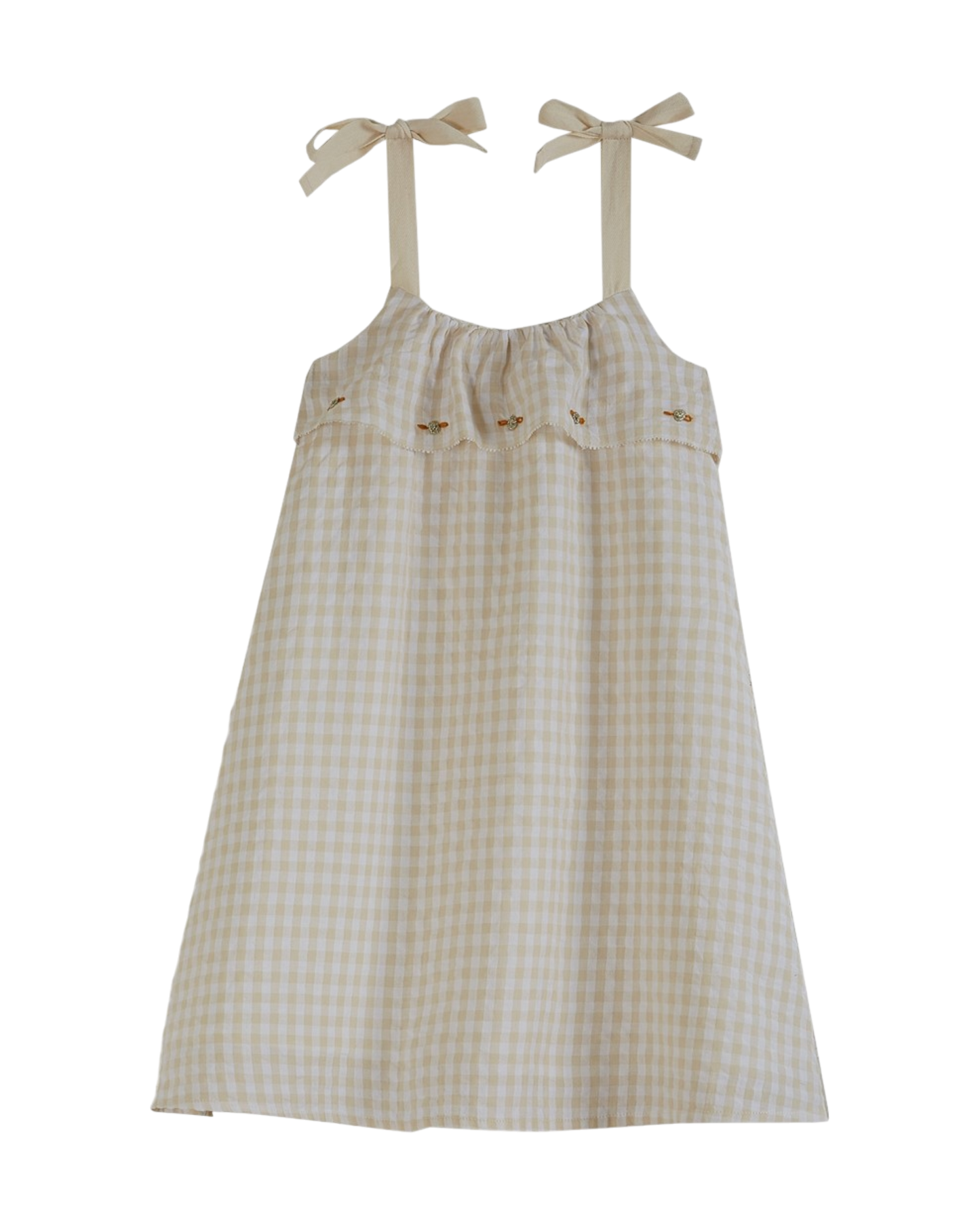Robe à bretelles seersucker beige