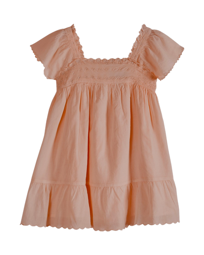 Robe brodée voile de coton terracotta
