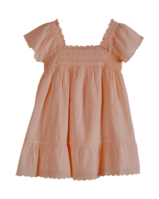 Robe brodée voile de coton terracotta