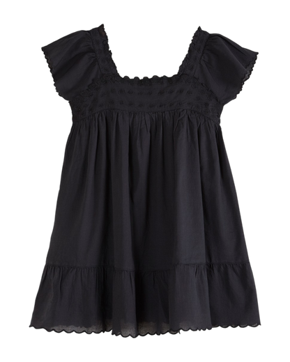 Robe brodée voile de coton bitume