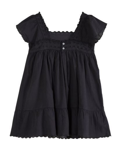 Robe brodée voile de coton bitume