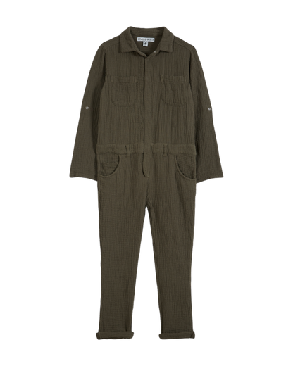 Combinaison double gaze de coton kaki