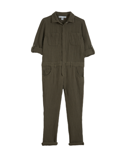 Combinaison double gaze de coton kaki