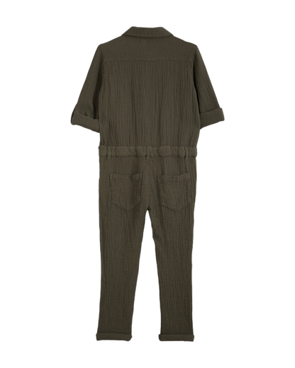 Combinaison double gaze de coton kaki