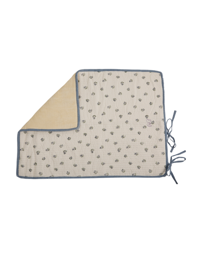Tapis à langer coton molletonné écru groseille