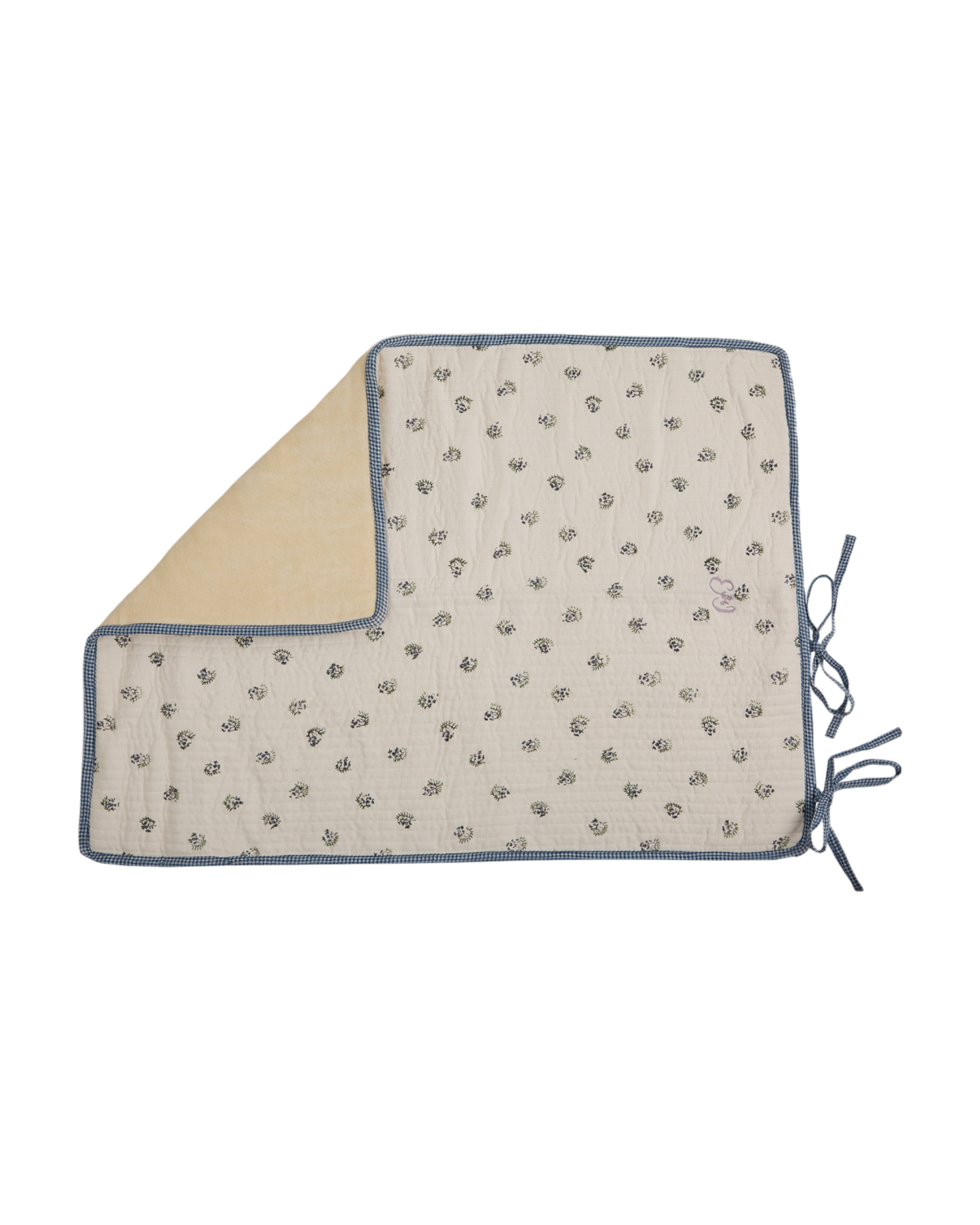 Tapis à langer coton molletonné écru groseille