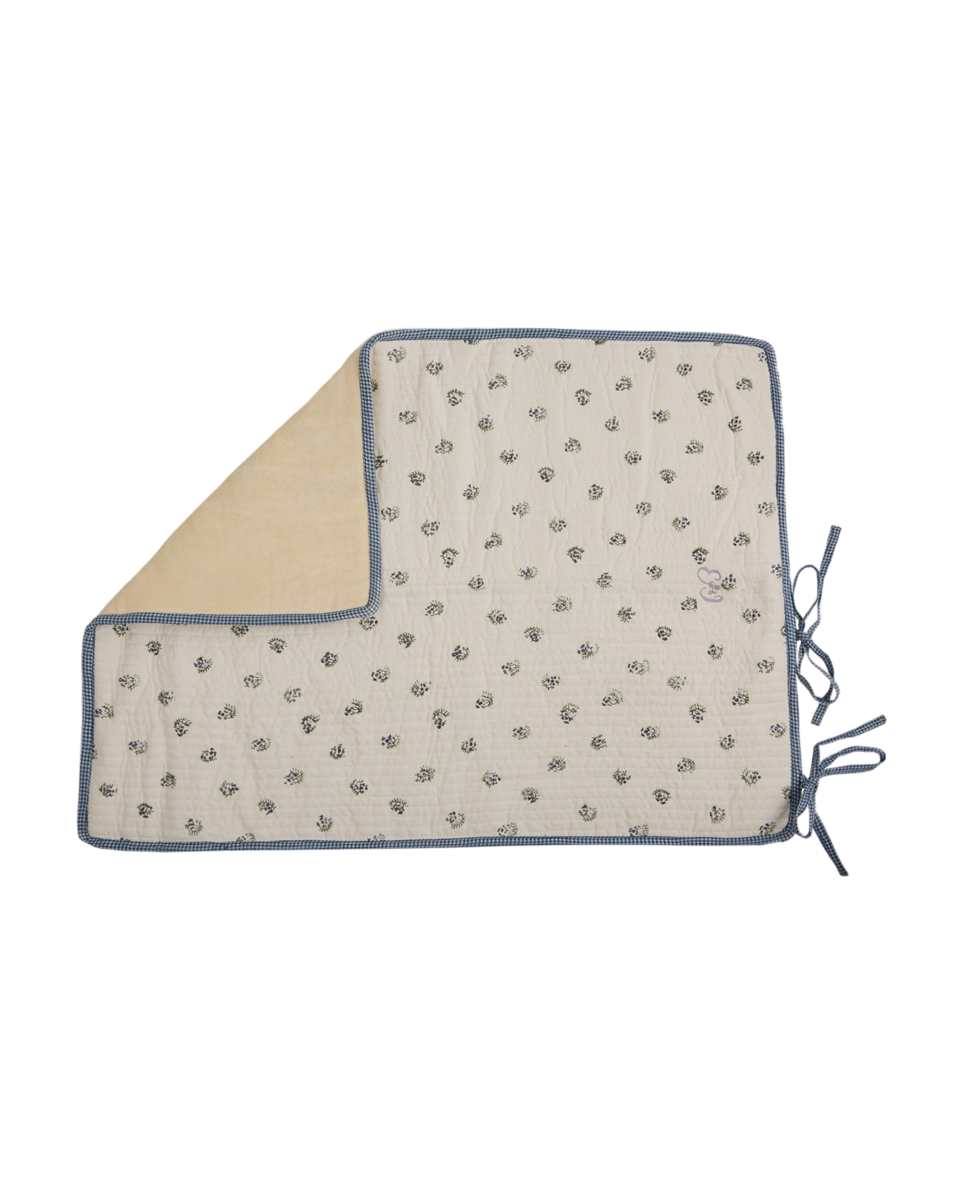 Tapis à langer coton molletonné écru groseille